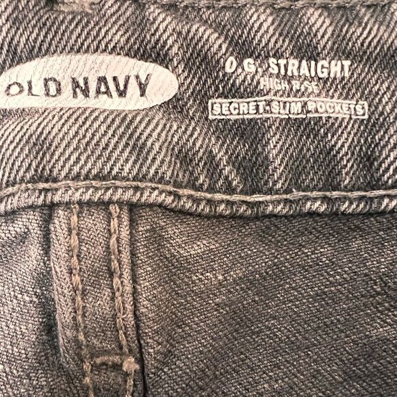Old Navy High-Waisted Button-Fly Straight Black-Wash Jeans Sz 6 Relaxed 28" - Picture 5 of 7